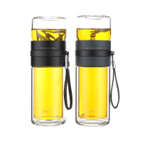 果兹玻璃杯325ml便携旋转式茶水分离杯GZ-S56A(颜色随机)