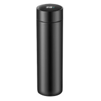 美厨保温杯500ml304不锈钢智能显温直身保温杯钢琴黑MCB1084