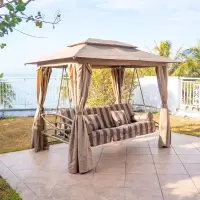 紫叶户外秋千摇椅铁艺吊床花园庭院秋千床室外院子三人秋千椅躺床