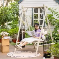 紫叶户外秋千庭院网红单人荡秋千室外藤编吊椅花园阳台秋千椅摇椅