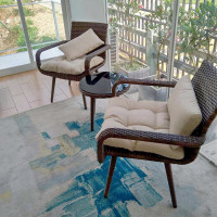 紫叶阳台休闲桌椅藤椅茶几三件套组合沙发椅单人现代简约一桌两椅