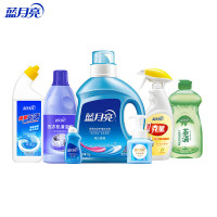 蓝月亮家清七件套 蓝月亮亮白增艳洗衣液瓶-薰衣草1kg 蓝月亮天然绿茶茶清洗洁精500g 蓝月亮泡沫抑菌洗手液-琥珀雪松