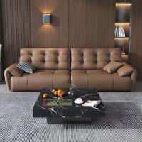 大象耳朵云朵沙发意式摩卡色真皮沙发客厅高端直排头层牛皮沙发