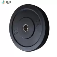 韦步黑色全胶杠铃片 高弹足重标准颜色举重片加厚钢圈竞技片