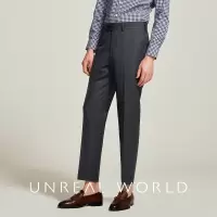 尘界深灰色条纹西裤男羊毛混纺商务绅士修身无褶时尚坠感锥形裤子