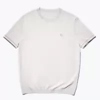 尘界米色纯棉圆领薄款T恤休闲短袖T恤男