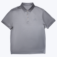 尘界舒适平纹长绒棉翻领纯色短袖商务休闲男装T恤衫