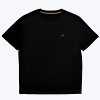 尘界黑色短袖圆领休闲T恤夏季男上衣