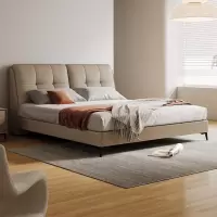 真皮床主卧次卧双人大床实木真皮极简婚床