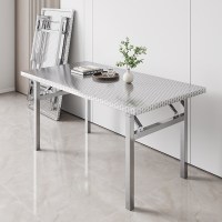 户外露营不锈钢折叠桌家用吃饭桌子户外可携式餐桌小方桌多功能桌