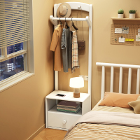 实木床头柜衣帽架一体卧室床边收纳架客厅置物架简约多功能储物柜