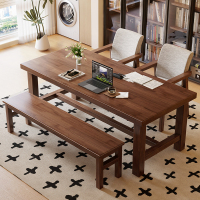 实木书桌餐桌一体客厅家用简约长方形大板桌多人工作台阅读学习桌