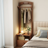 实木床头柜衣帽架一体带抽小户型卧室床边收纳柜简约客厅置物架子