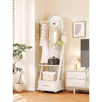 全身镜落地镜家用卧室实木旋转穿衣镜挂衣架一体储物试衣镜衣帽架