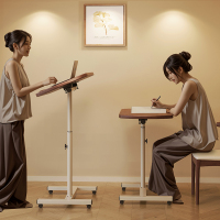 实木书桌升降电脑桌家用卧室简易床边桌可移动可折叠工作台办公桌