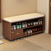 实木换鞋凳家用门口入户软包鞋柜坐凳一体现代简约玄关可坐穿鞋凳