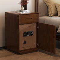 实木床头柜保险箱一体储物柜小户型卧室家用多功能带密码锁保险柜