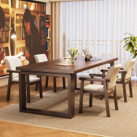 实木餐桌饭桌方桌中古风餐桌吃饭桌新款家用大板桌餐饮商用洽谈桌