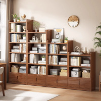 实木书架家用组合书柜客厅开放式展示架多层置物架书房落地收纳架