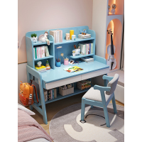 儿童学习桌家用中学生写字可升降书桌书柜一体台式电脑办公书桌椅