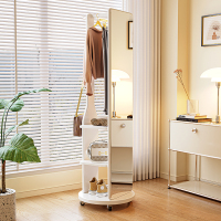 全身镜落地镜家用挂衣架一体镜子可旋转衣帽试衣镜卧室实木穿衣镜