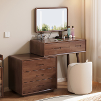 实木化妆台斗柜一体卧室多功能伸缩转角收纳柜书桌现代简约化妆桌