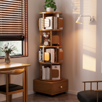 实木书架家用卧室可旋转移动带滚轮床头柜小户型床边多层置物架子