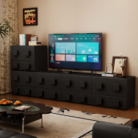 中古风实木自由组合模块柜客厅沙发边柜电视柜家用卧室置物收纳柜