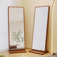 全实木穿衣镜全身镜家用卧室贴墙ins风带底座可调节简约试衣镜子