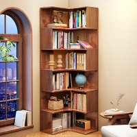 实木书架落地置物架靠墙儿童小书柜图书馆阅读架客厅转角储物柜