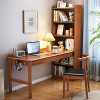 实木书桌书架一体转角工作台靠墙学生学习桌卧室角落电脑桌办公桌
