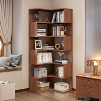 实木转角置物架现代简约落地储物柜多层收纳角柜客厅卧室角落书架
