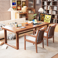 实木餐桌饭桌中古风餐桌家用大板桌长方形多人洽谈桌商用吃饭桌子