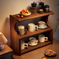 实木桌面杯架置物架水杯咖啡角多层木质茶杯轻奢高级感杯架