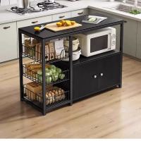 厨房置物架落地多层收纳柜多功能家用微波炉储物架子杂物靠墙橱柜