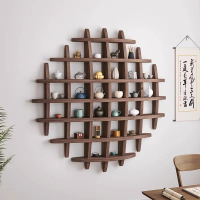 壁挂式博古架中式挂墙茶杯架墙上多宝阁格子架置物架茶具放置