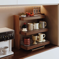 实木台面黑胡桃杯子收纳展示水杯架子茶杯咖啡杯桌面亚克力置物架