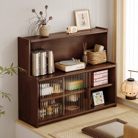 日式实木餐边柜桌面收纳柜橱柜碗柜胡桃木色餐桌收纳架台面置物架