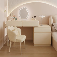 梳妆台卧室简约现代斗柜收纳柜一体奶油风床头柜化妆台主卧化妆桌