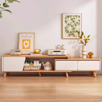 电视柜简约现代小户型实木腿茶几电视柜组合北欧伸缩电视机柜客厅
