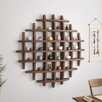 博古架实木中式挂墙茶杯架仿古多宝阁壁挂式置物架茶具摆架展示架