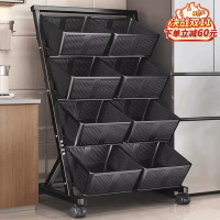 厨房菜篮子果蔬置物架落地多层可移动带轮可伸缩沥水架储物小推车
