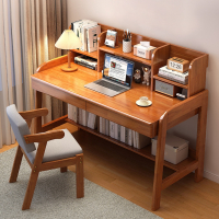 书桌书架一体桌子全实木台式电脑桌学生家用学习写字桌子桌椅组合