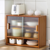 厨房调料置物架带门防尘台面多功能储物柜子碗碟餐具调味品收纳盒