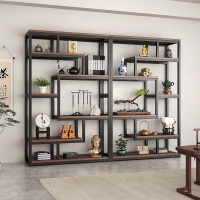 博古架实木色新中式多宝阁茶叶架展示柜摆件柜茶室茶具茶柜置物架