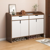 入户鞋柜家用进门口外小户型阳台电梯口楼道收纳实木色简易鞋架子