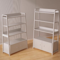 置物架带门柜子书架一体靠墙客厅墙角铁艺多层储物收纳架超市货架