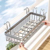 阳台晾鞋架免打孔晒鞋神器防盗窗户卡扣晾衣架室外护栏衣服晾晒架