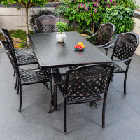 户外铸铝桌椅铝合金组合花园露天椅子七件套餐桌桌子庭院室外桌