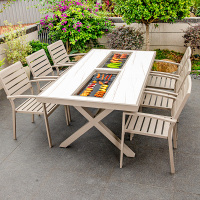 北欧烧烤桌椅庭院家用别墅花园休闲新中式室外多功能烧烤桌椅组合
